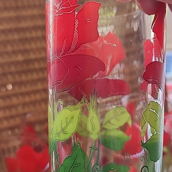 Anchor Hocking Red and Green Floral Glasses - Picture 9 of 9